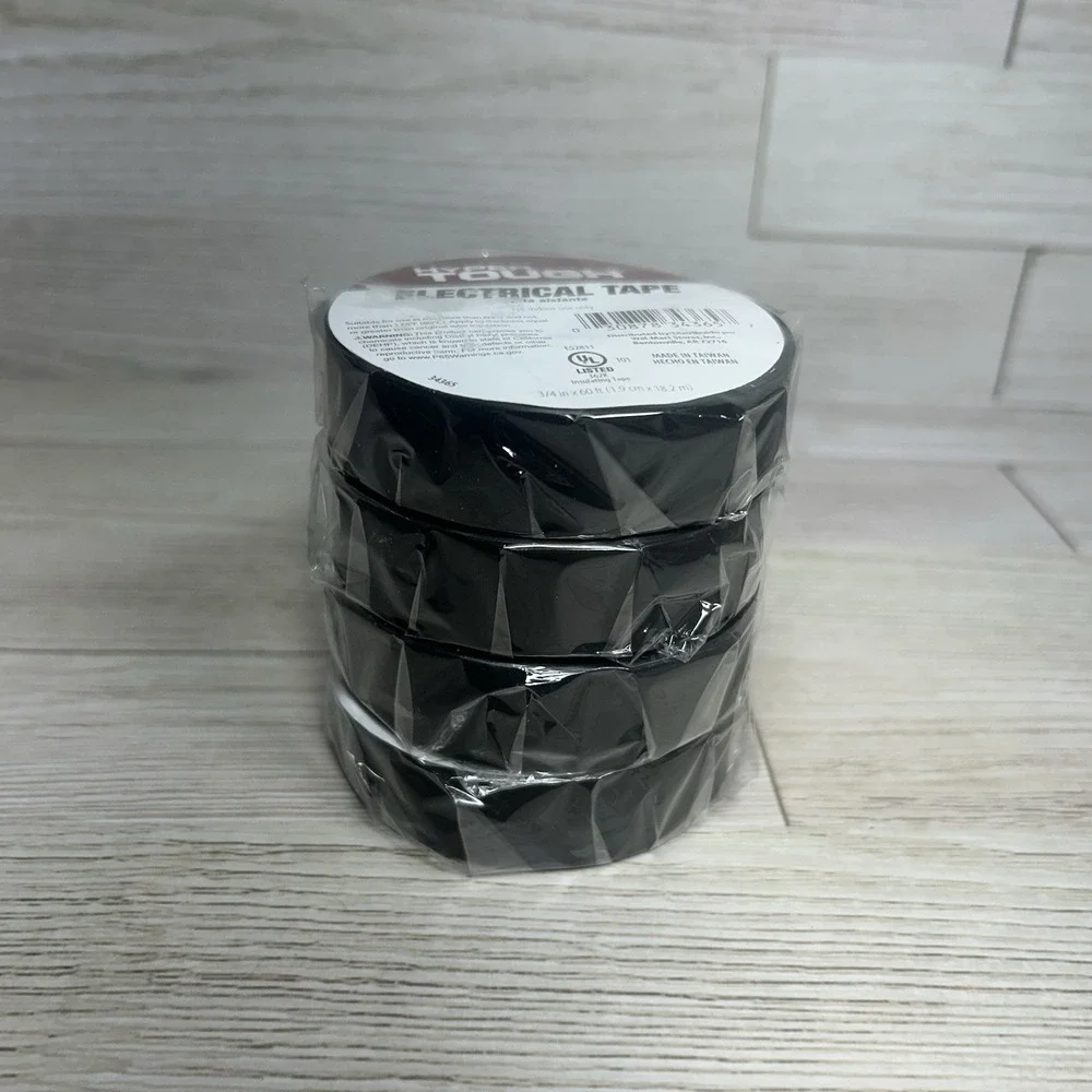 (4) Insulation Electrical Tape Flame Retardant Durable Vinyl Black 60Ft 3/4